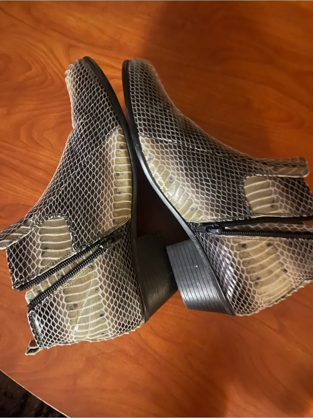 Men's Snake-Pattern Chelsea Boots in Taupe